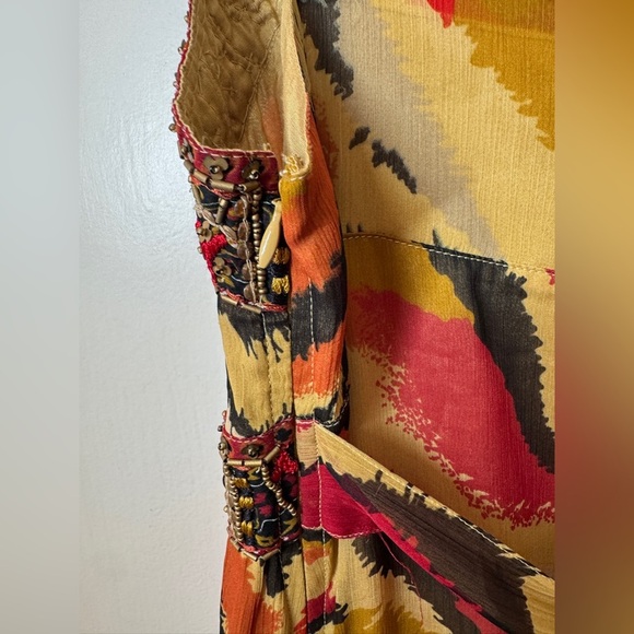 NWT Vintage Y2K Rocha. John Rocha Beaded Red Cream Sleeveless Slip Maxi Dress 14 - Picture 11 of 16